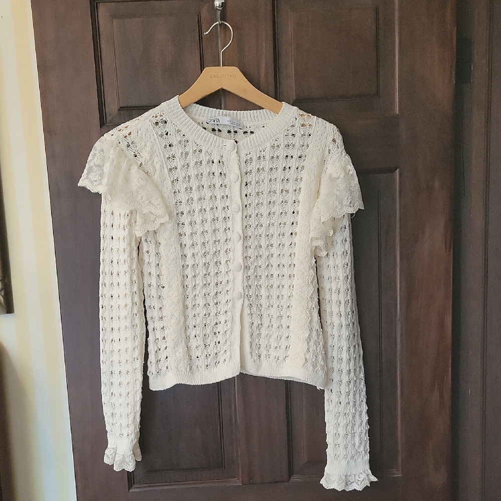 Zara White Lace Cardigan